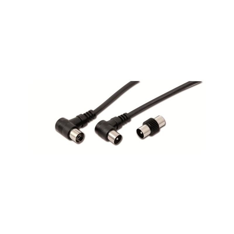 Cavo di antenna 1 spina + 1 presa a 90 gradi iec 9,5 mm - l. 2mt