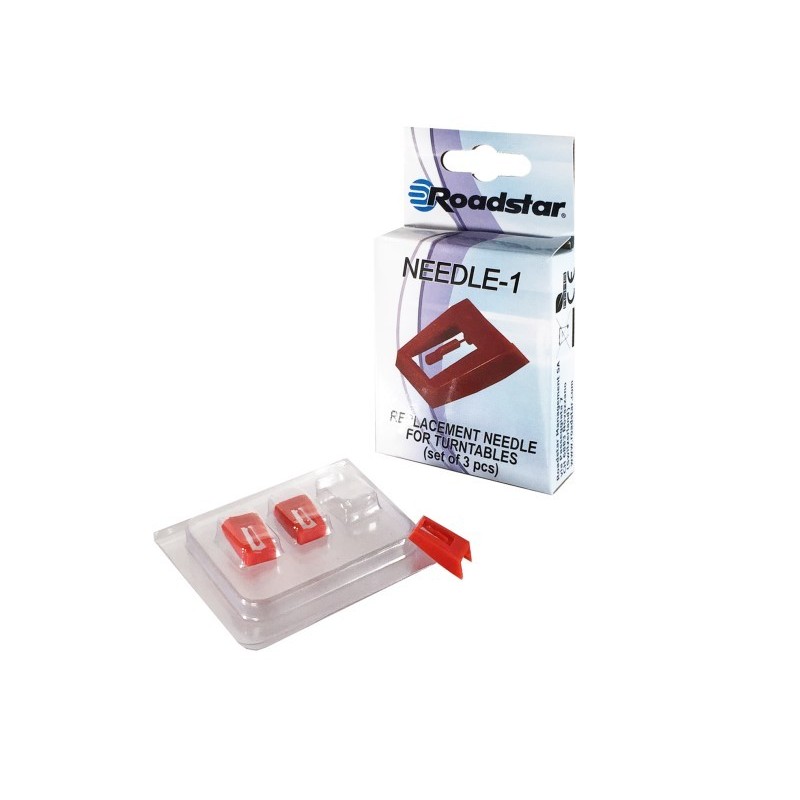 Confezione 3 puntine diamante di ricambio Roadstar per giradischi