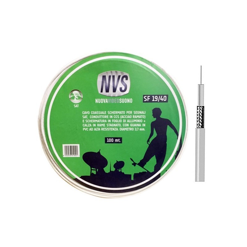 Bobina di cavo satellitare antenna diametro 3,7 mm 100 mt