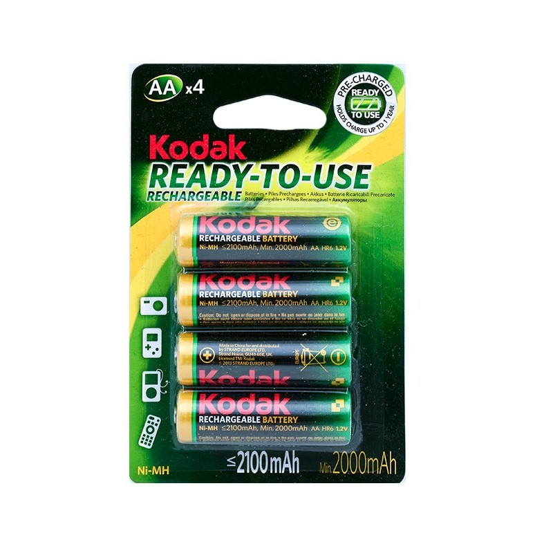 Batterie pile ricaricabili Stilo AA NiMh 2100 mAh Kodak KAAHRP-4