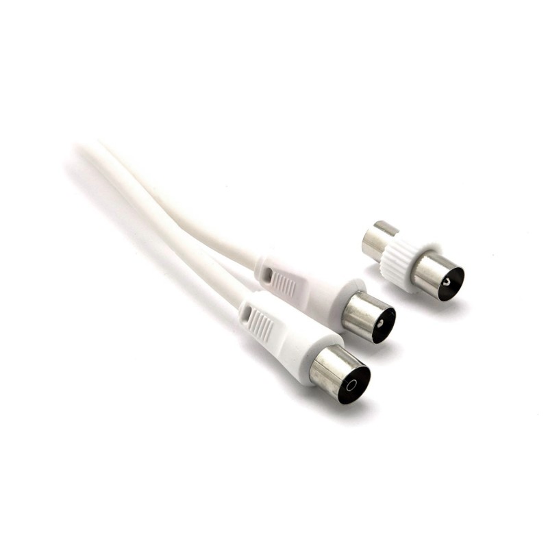 Cavo antenna spina presa con adattatore spina spina 2 mt bianco
