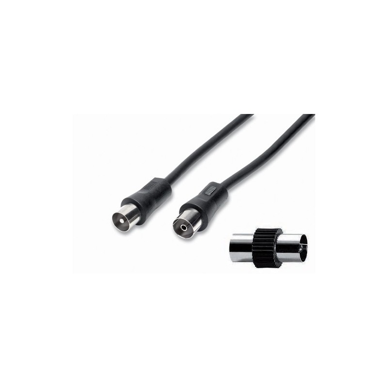Cavo antenna spina presa con adattatore spina spina 2 mt nero