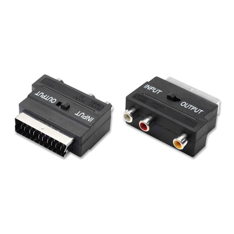Adattatore scart rca stereo con commutatore