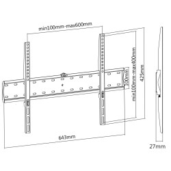 Supporto staffa universale fisso a parete per tv LCD LED fino a 47" e 40 kg.