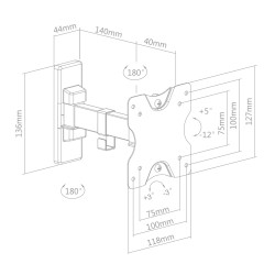 Supporto staffa inclinabile orientabile per tv lcd led 19 22 24 26 28 32 " pollici 