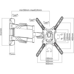 Supporto staffa per TV per 26 32 40 42 50 55" VESA 400