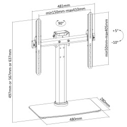 Supporto base da tavolo o mobile per TV a 3 altezze 32 40 50 55”