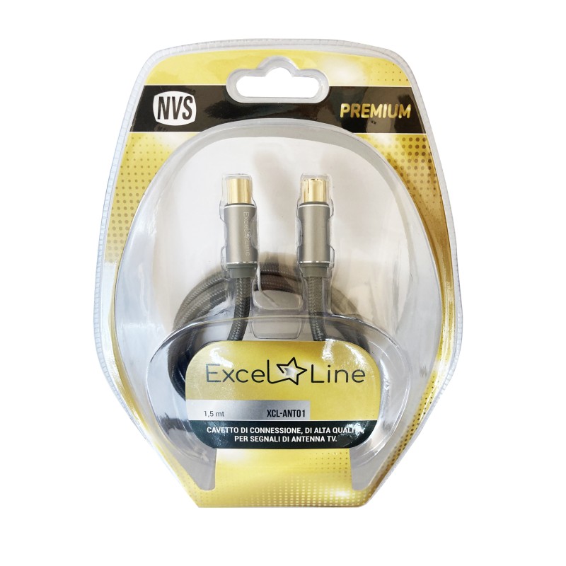 Cavo antenna di alta qualità spina / spina Gold IEC 9,5 mm L. 1,5 MT