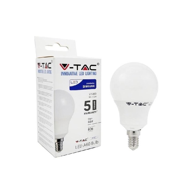 Lampadina led goccia 9w 60w calda 3000k e14 VT-269 V-TAC