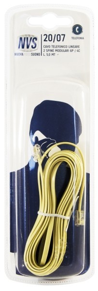 20/07 Cavo telefonico lineare con 2 spine modulari 6p4c - 5 mt