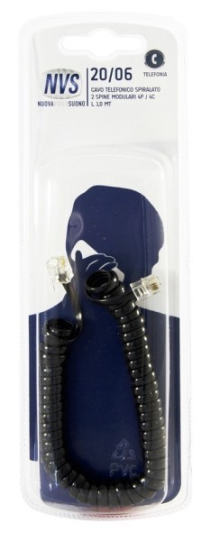 20/06 Cavo telefonico spiralato con 2 spine modulari 4p4c - 1,0 mt