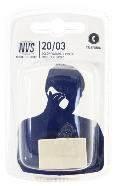 20/03 Accoppiatore telefonico 2 prese modulari 6p4c