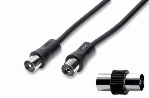 9/28BK Cavo antenna 1 spina 1 presa IEC 75 ohm adattatore 2 mt