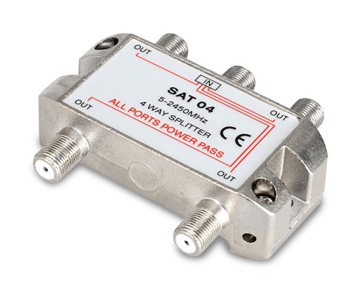 SAT04 Partitore 1 in 4 out per segnali d'antenna satellitari