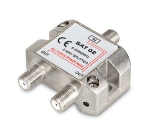 SAT02 Partitore 1 in 2 out per segnali d'antenna satellitari