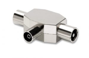 RF92 Distributore induttivo di segnale a 2 vie 2 spine 1 presa antenna TV