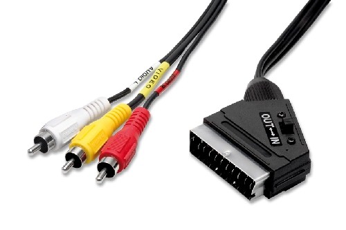 11/03 Cavo scart 3 rca audio e video con commutatore in out ingresso uscita 1,5 mt