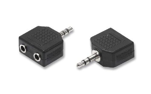 5/03 Sdoppiatore adattatore spina jack maschio 3,5 m + 2 prese jack 3,5 femmina
