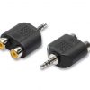 2/09 Adattatore monoblocco spina jack 3,5 mm stereo 2 prese rc