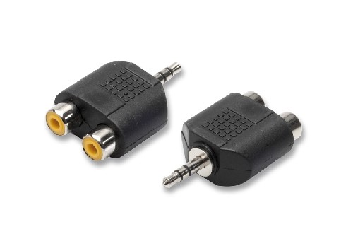 2/09 Adattatore monoblocco spina jack 3,5 mm stereo 2 prese rc