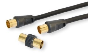 9/53BK Cavo antenna alta qualità spina presa IEC con adattatore 3 mt