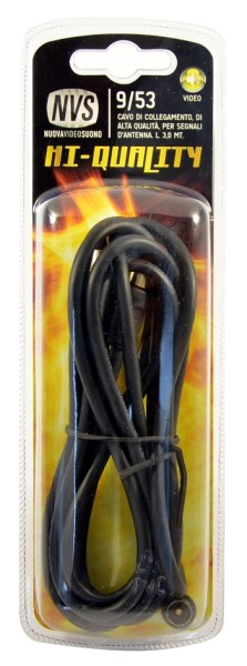 9/53BK Cavo antenna alta qualità spina presa IEC con adattatore 3 mt