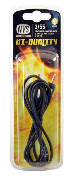 2/55 Cavo audio alta qualit? 2 jack - 1 jack 3,5 mm 1 jack 3,5 mm stereo - l. 1,5 mt