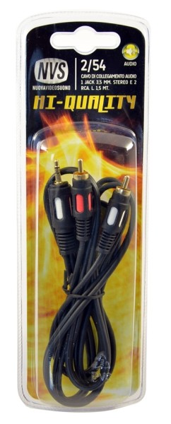 2/54 Cavo audio alta qualit? 1 jack 3,5 mm stereo e 2 rca 1,5 mt
