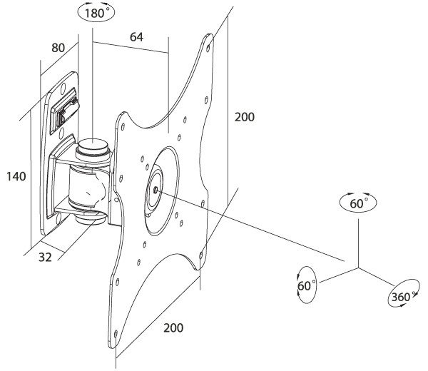LCD041 Supporto staffa per tv led 24 26 28 32 40 42 " pollici vesa 100 200
