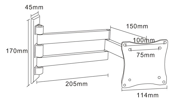 LCD13 Supporto 2 bracci staffa per tv lcd led 19 22 24 26 " pollici orient inclinab