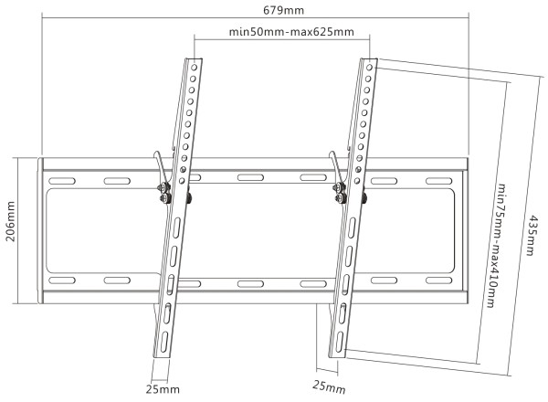 Supporto staffa universale fisso a parete, per tv LCD LED fino a 55" e 35 kg