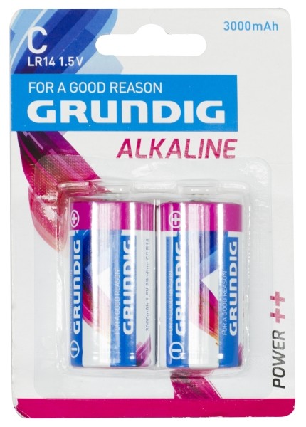 2 Batterie alcaline LR14 Mezza Torcia tipo C 3000 mAh Grundig