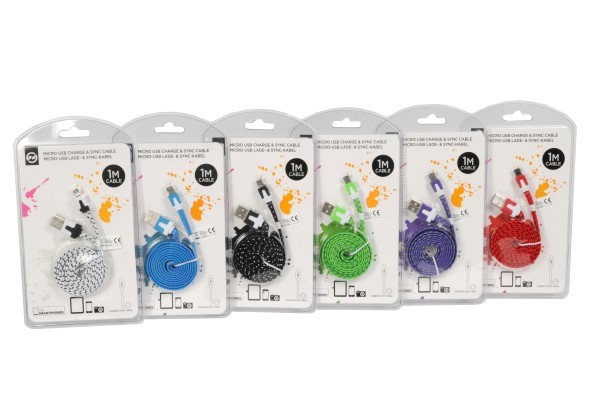 Cavo USB / Micro USB colorato per ricarica smartphone cellulari tablet gps 1 mt