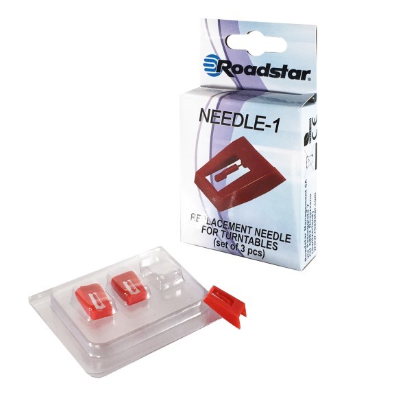 Confezione 3 puntine diamante di ricambio Roadstar per giradischi