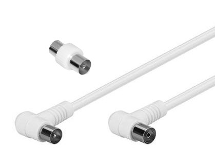 Cavo di antenna 1 spina + 1 presa a 90 gradi iec 9,5 mm - 2mt