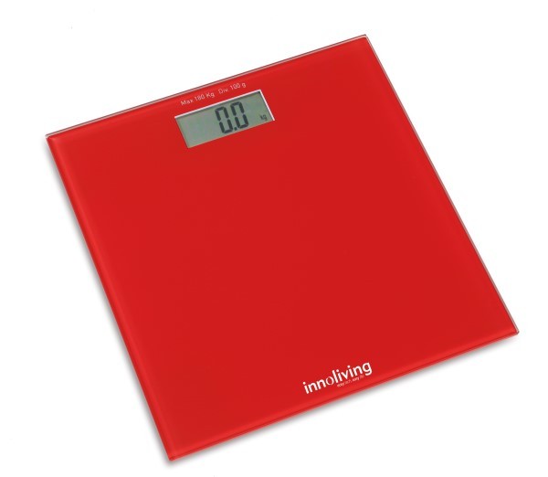 Bilancia pesapersone digitale ultraslim pedana in vetro temperato ROSSA