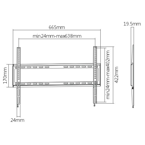 Supporto staffa fisso per TV LCD LED 42 50 55 60 65 70 pollici