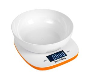 Bilancia digitale da cucina con cestello colore arancione