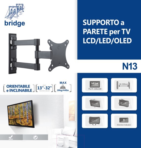 Supporto staffa 2 bracci per TV LCD LED 24 26 28 32 pollici