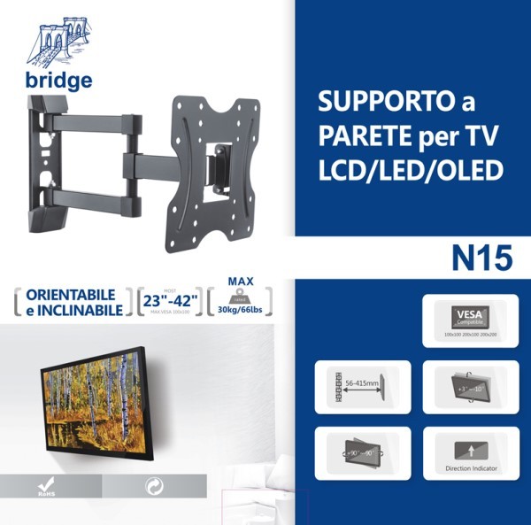 Supporto staffa 2 bracci per TV LCD LED 24 26 28 32 40 42 pollici