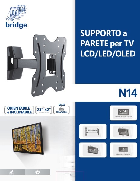 Supporto staffa braccio per TV LCD LED 24 26 28 32 40 42 pollici