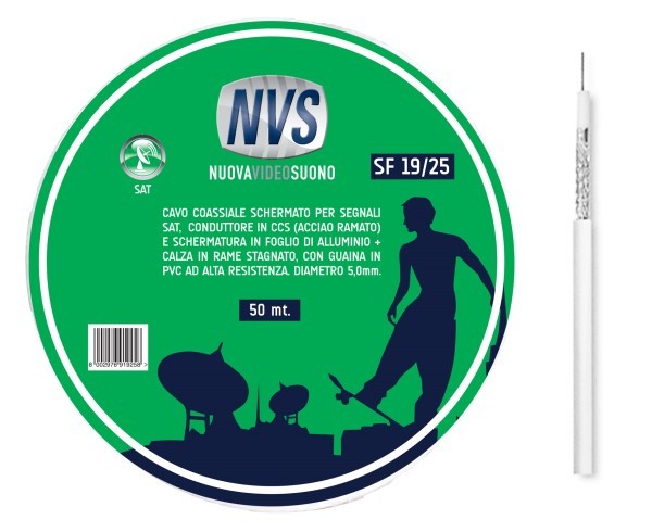 Cavo parabola schermato antenna diametro 5 mm lunghezza 50 mt