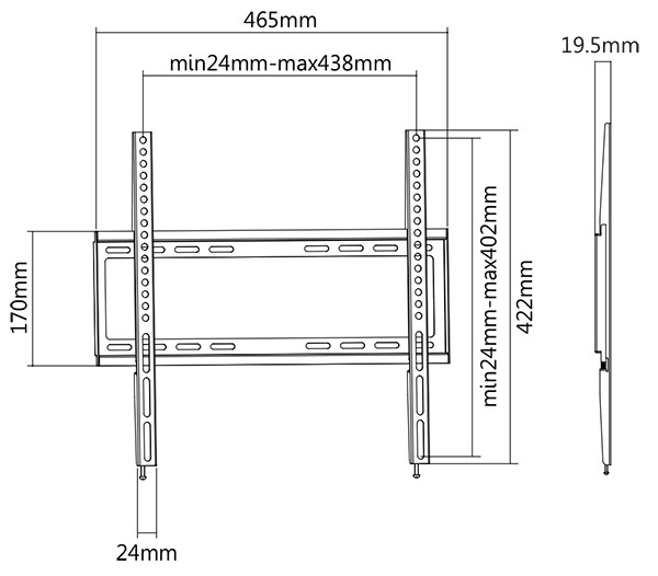 Supporto staffa fisso per TV LCD LED 42 50 55 pollici