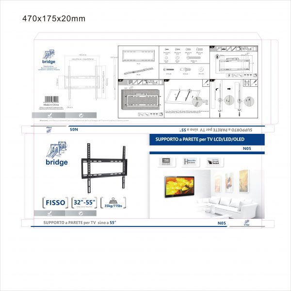 Supporto staffa fisso per TV LCD LED 42 50 55 pollici