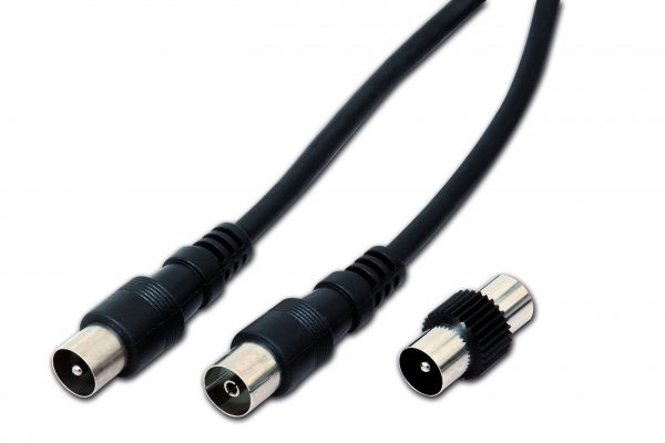 Cavo antenna spina presa con adattatore spina spina 3 mt nero