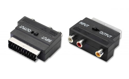 Adattatore scart rca stereo con commutatore