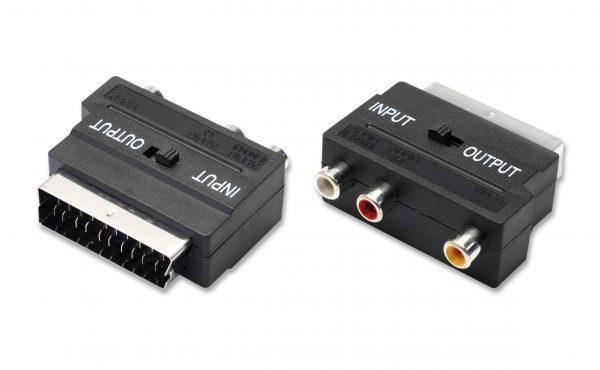 Adattatore scart rca stereo con commutatore