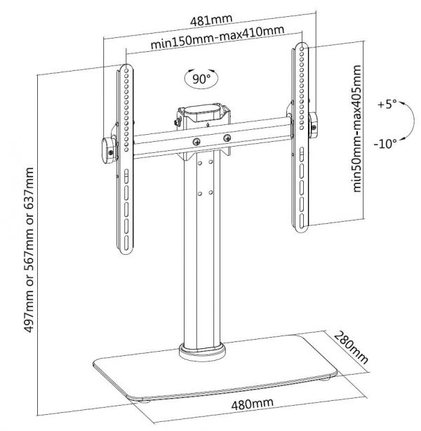 Supporto base da tavolo o mobile per TV a 3 altezze 32 40 50 55”