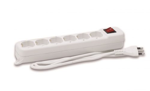 Ciabatta multipresa elettrica 6 posti con interruttore bianca 3023