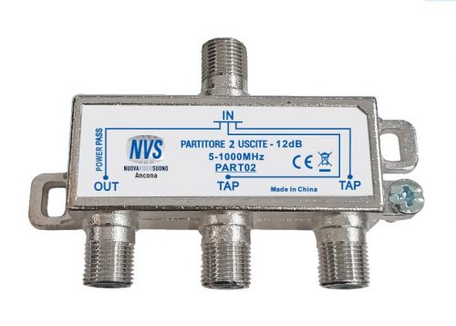 Partitore passante di segnali tv dvb 1 ingresso 2 uscite connessioni F